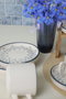 Hermia Juego de tazas de té y platillos de cerámica, 12 piezas, Azul y blanco
